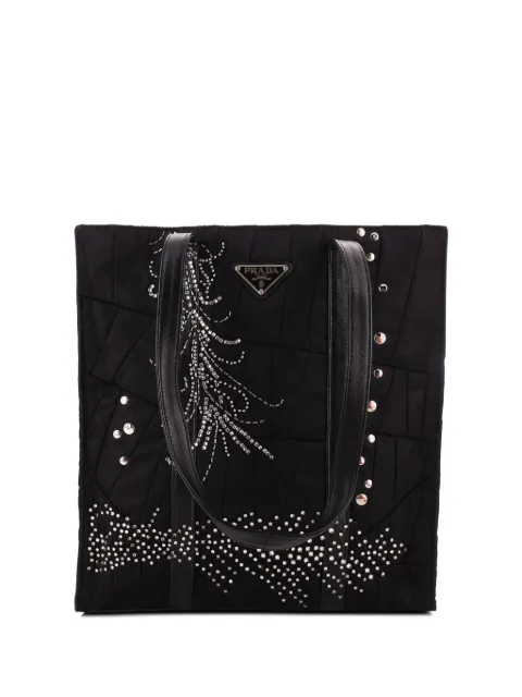 Prada Pre-Owned Re-Nylon 拼贴缀饰中号手提购物袋