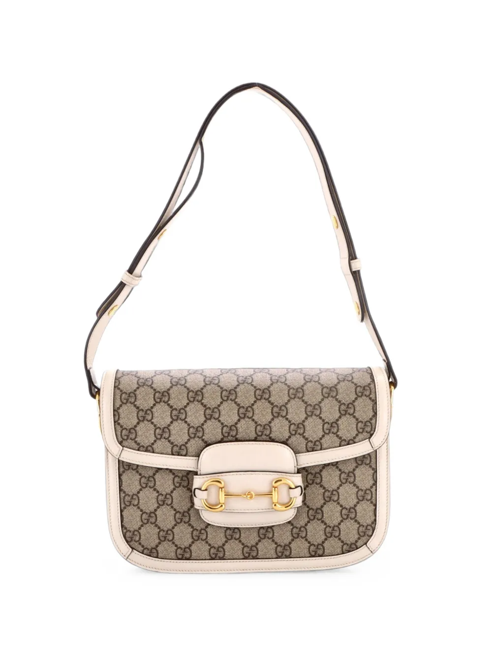 Gucci Pre-Owned Horsebit 1955 Shoulder Bag GG Coated Canvas with Leather Small crossbody bag - Marrone