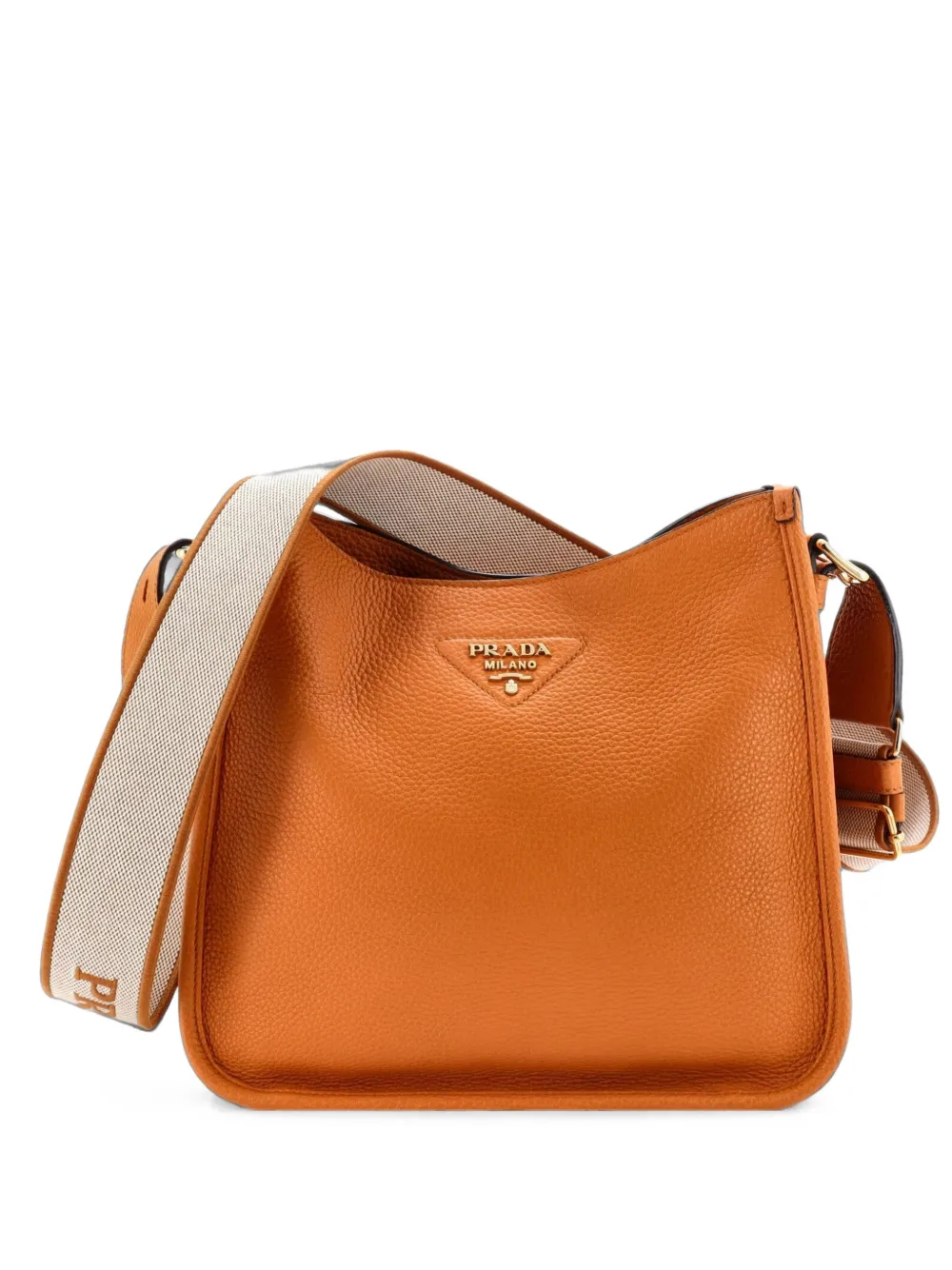 Prada Pre-Owned Borsa a tracolla Vitello Daino media con logo - Marrone
