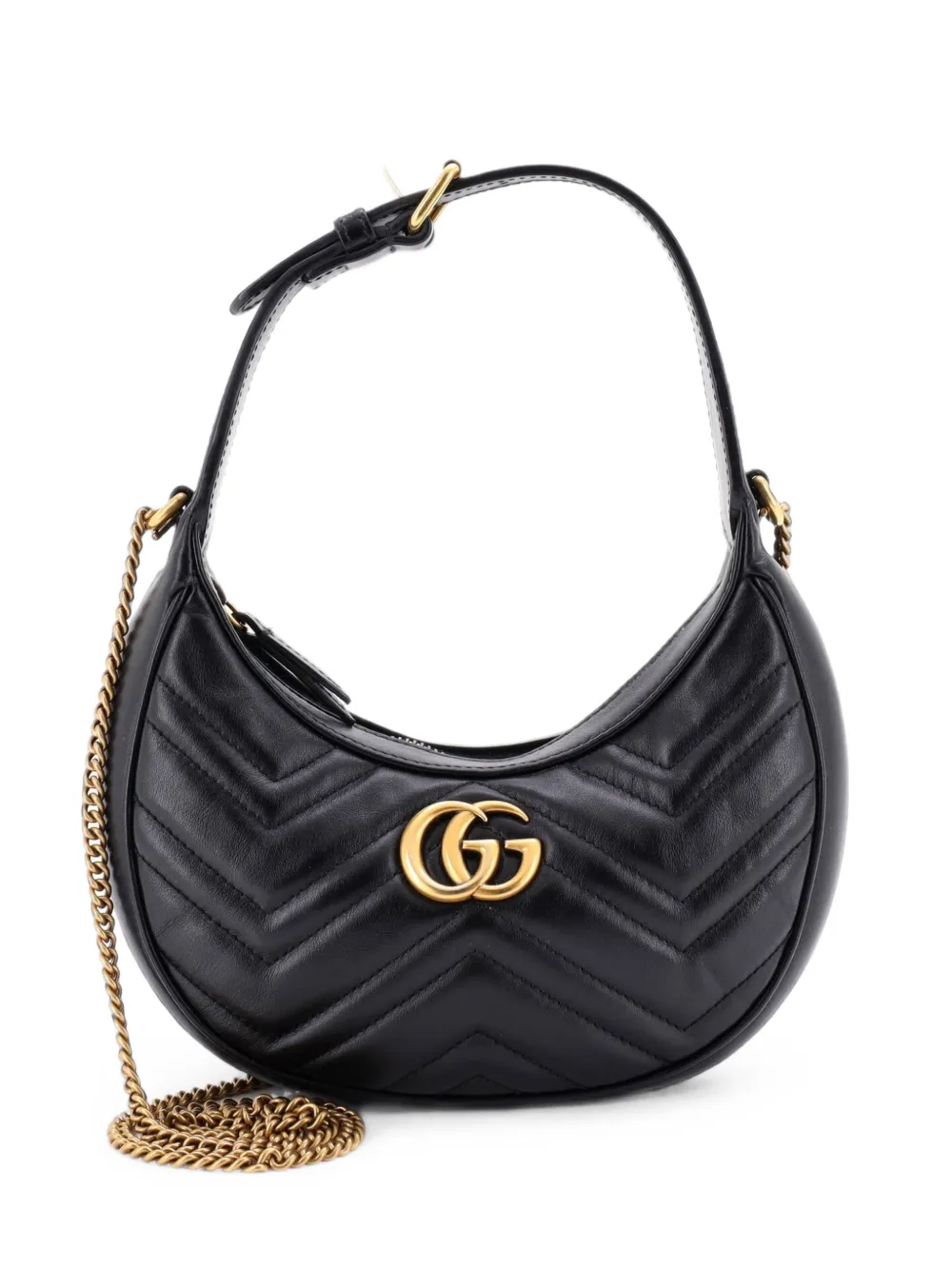 Gucci Pre-Owned GG Marmont Half Moon Matelasse Leather Mini hobo bag - Nero