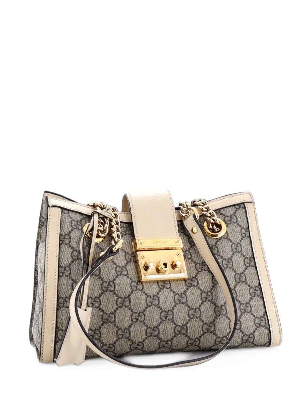 Gucci Pre-Owned Padlock Chain Tote GG Coated Canvas with Leather Small shoulder bag - Toni neutri
