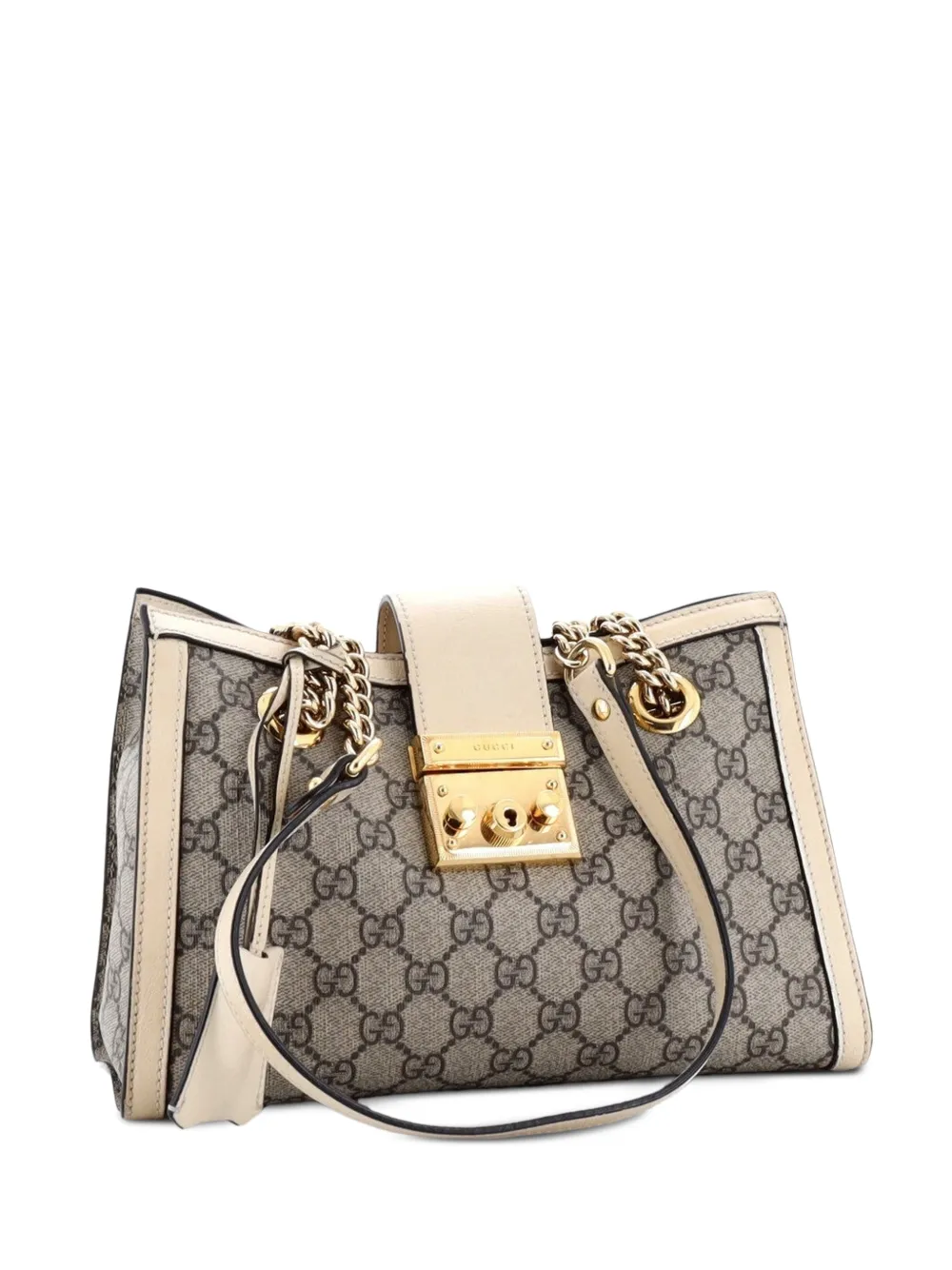 Gucci Pre-Owned Padlock Chain Tote GG Coated Canvas with Leather Small shoulder bag - Toni neutri