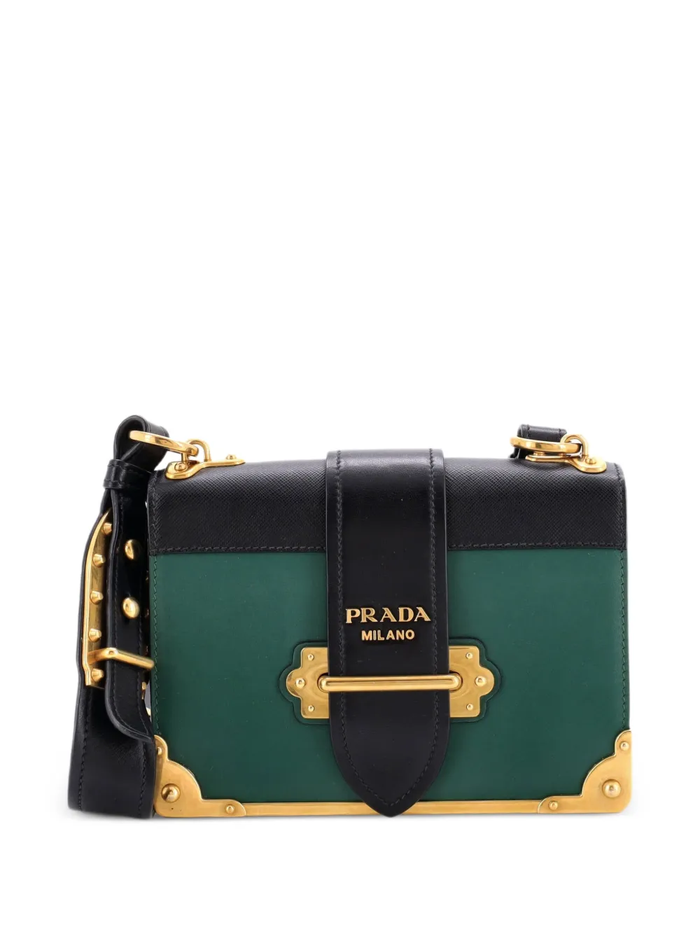 Prada Pre-Owned Cahier Leather and Saffiano Leather Small crossbody bag - Verde