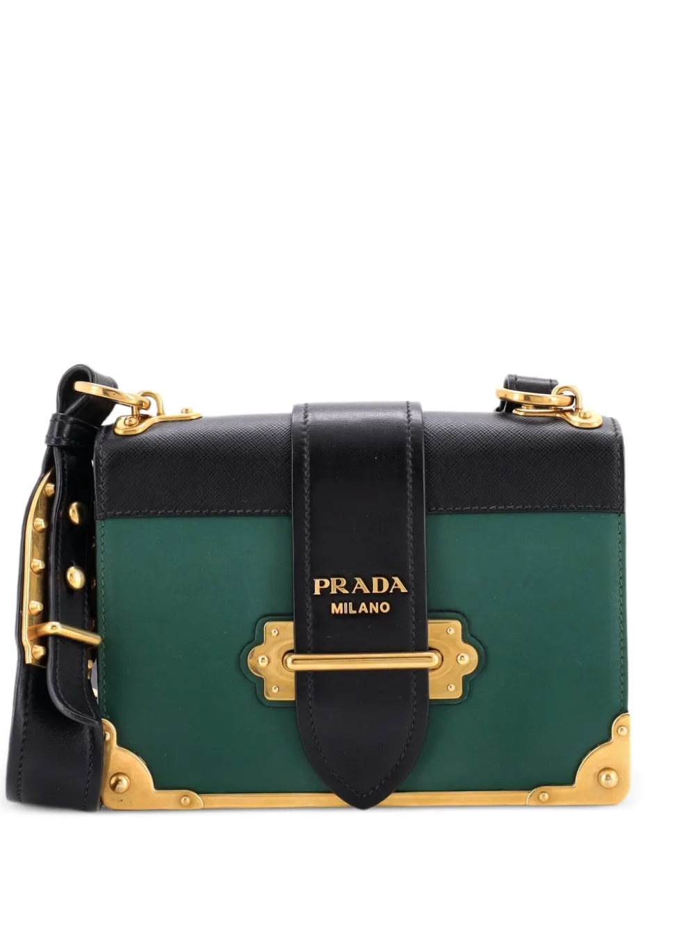Prada Pre-Owned Cahier Leather and Saffiano Leather Small crossbody bag - Verde