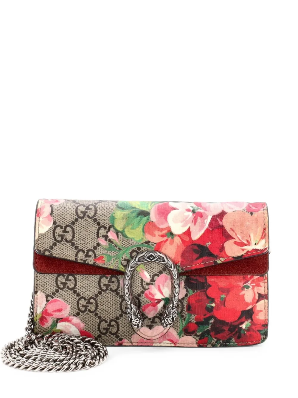 Gucci Pre-Owned Dionysus Bag Blooms Print GG Coated Canvas Super Mini crossbody bag - Marrone