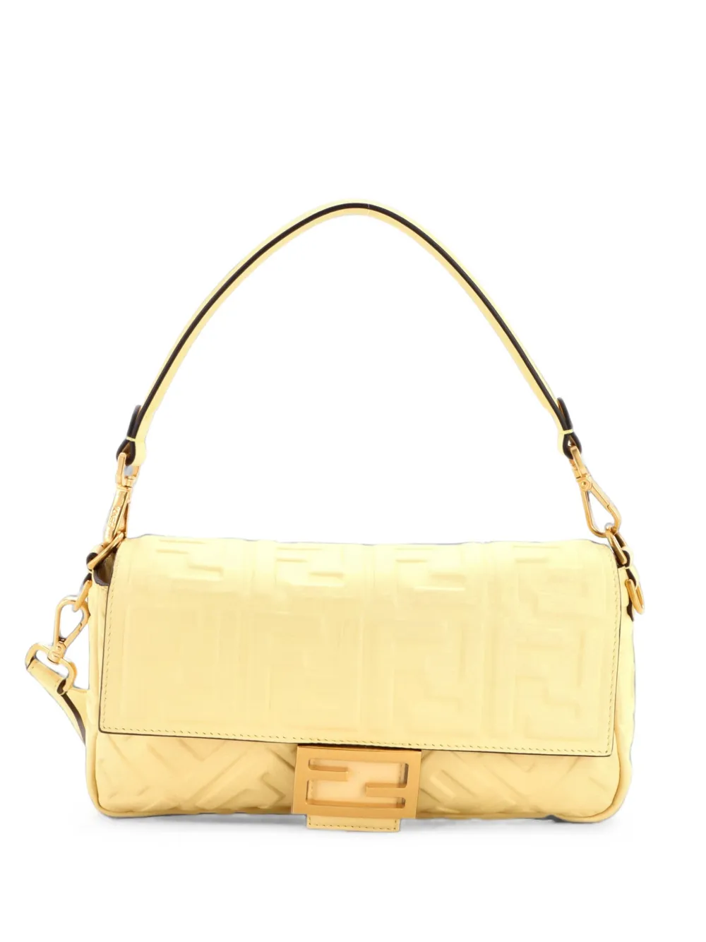 Fendi Pre-Owned Baguette NM Bag Zucca Embossed Leather Medium crossbody bag - Giallo