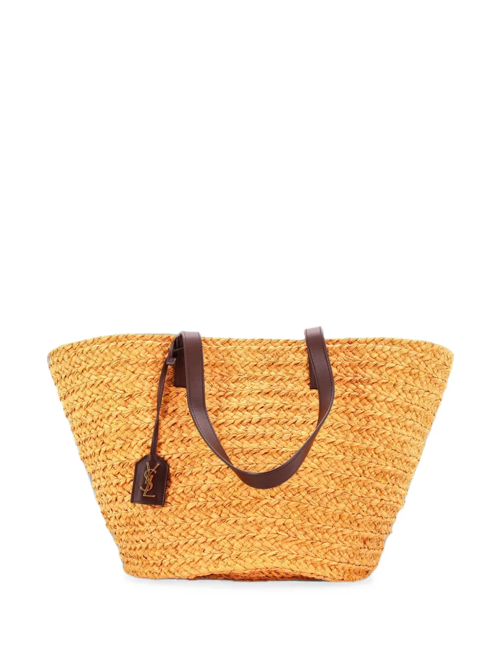 Saint Laurent Pre-Owned Mittelgroße Panier Beuteltasche aus Raffiabast - Braun