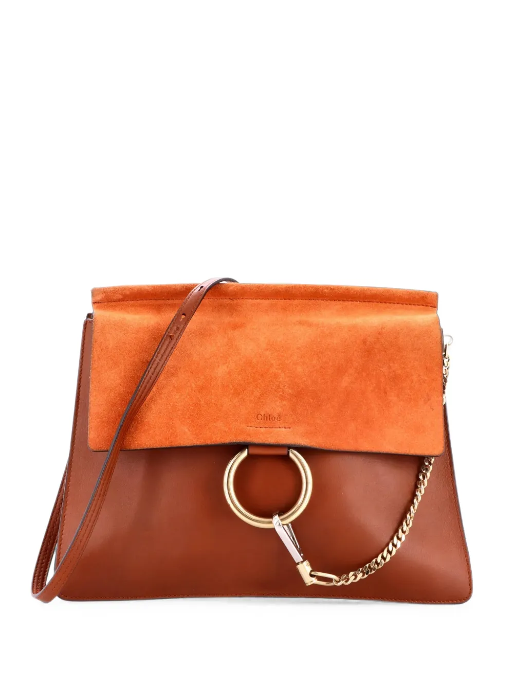 Chloé Pre-Owned Faye Leather and Suede Medium shoulder bag - Braun