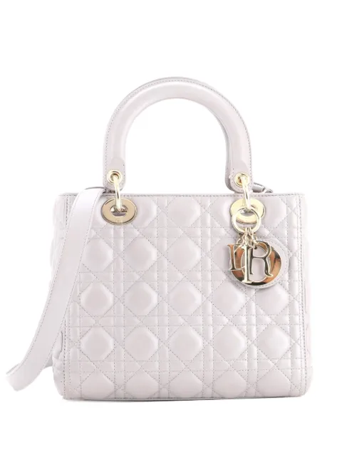 Christian Dior Pre-Owned Lady Dior Bag Cannage Quilt Metallic Leather Medium satchel