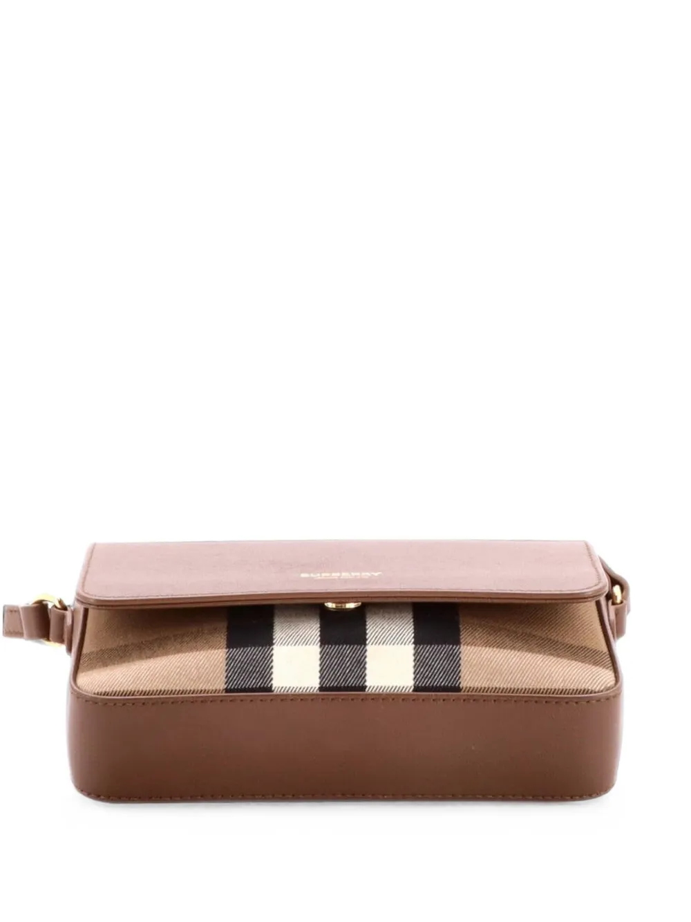 Burberry Pre-Owned New Hampshire House Check Canvas and Leather Small shoulder bag - Braun