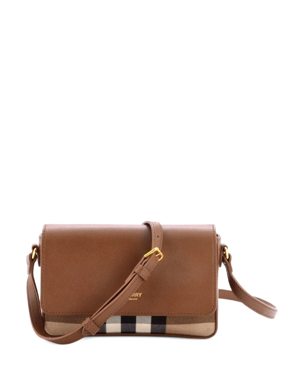 Burberry Pre-Owned New Hampshire House Check Canvas and Leather Small shoulder bag - Marrone