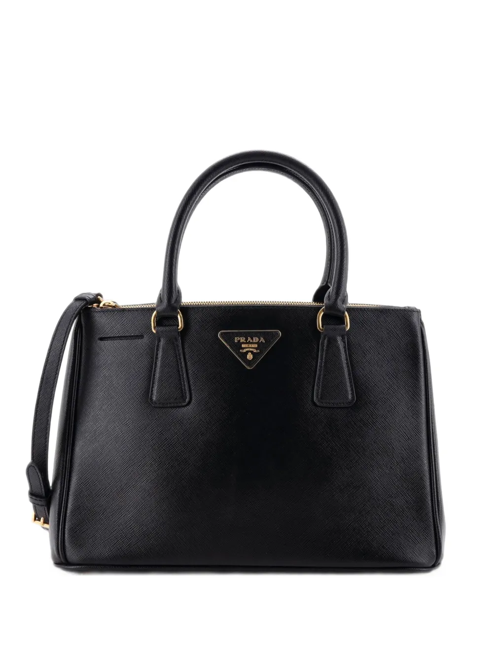 Prada Pre-Owned Borsa tote Double Zip Lux media in pelle Saffiano - Nero