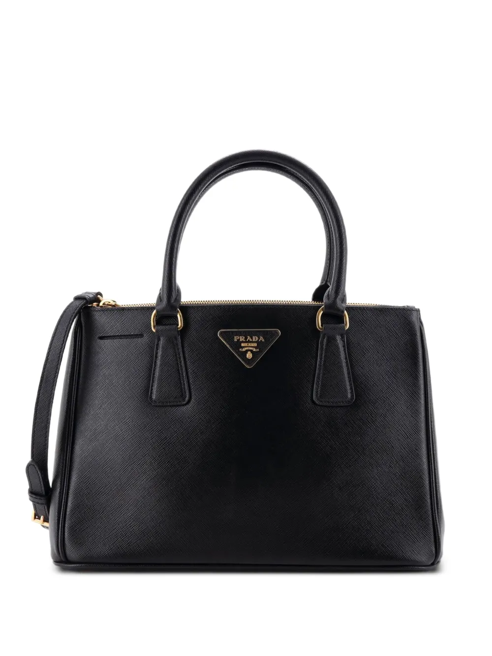 Prada Pre-Owned Borsa tote Double Zip Lux media in pelle Saffiano - Nero