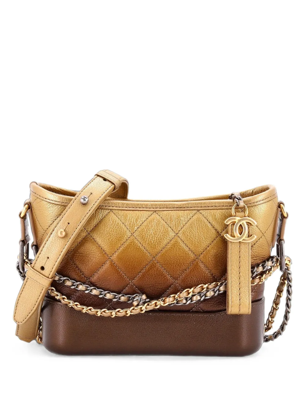 CHANEL Pre-Owned Gabrielle Quilted Ombre Goatskin Small hobo bag - Oro