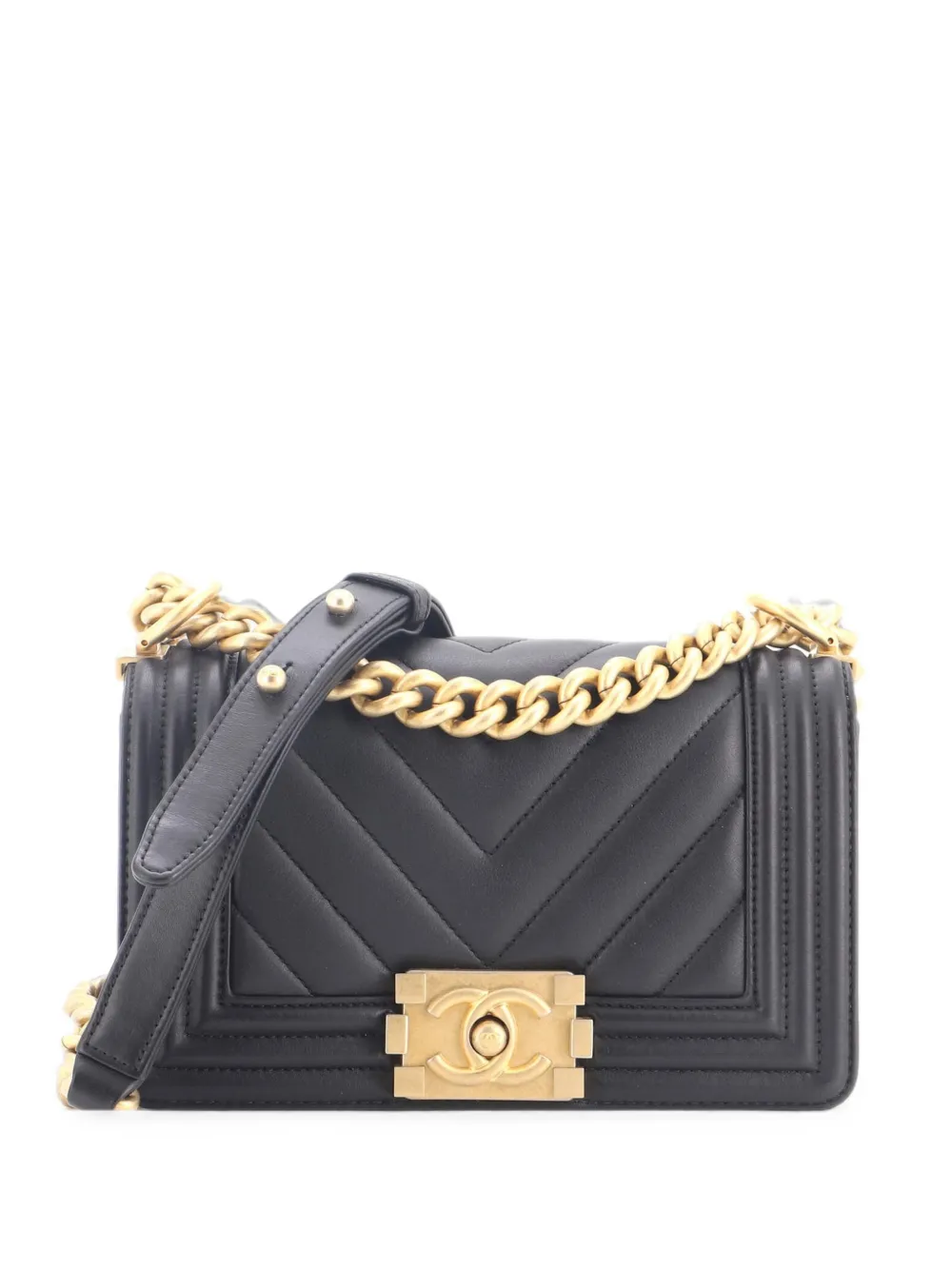 CHANEL Pre-Owned Boy Flap Bag Chevron Calfskin Small crossbody bag - Nero