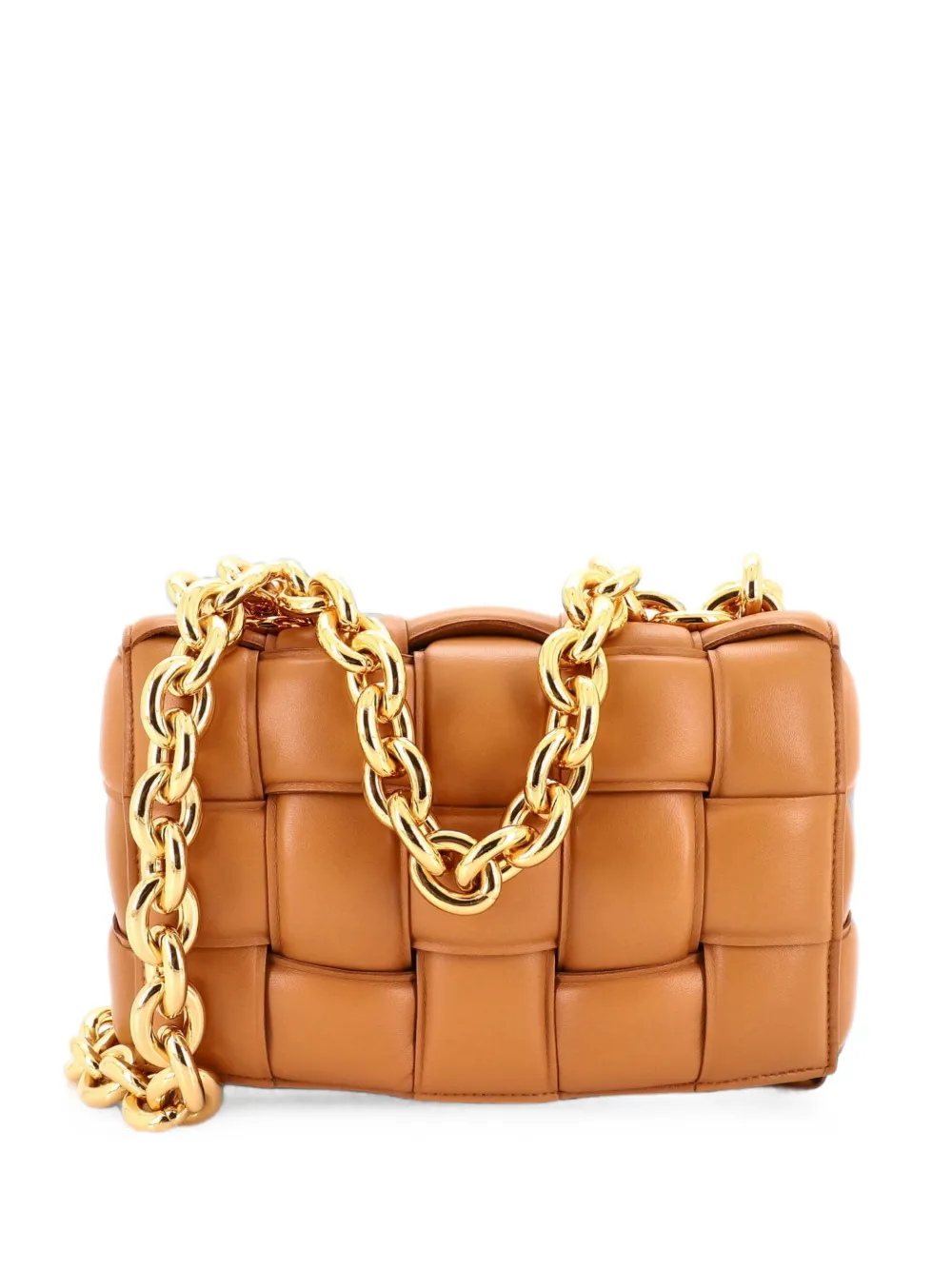 Bottega Veneta Pre-Owned Cassette Chain Padded Maxi Intrecciato Leather crossbody bag - Marrone