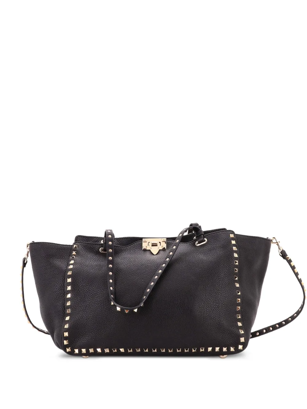 Valentino Garavani Pre-Owned Rockstud Pebbled Leather Medium tote bag - Nero
