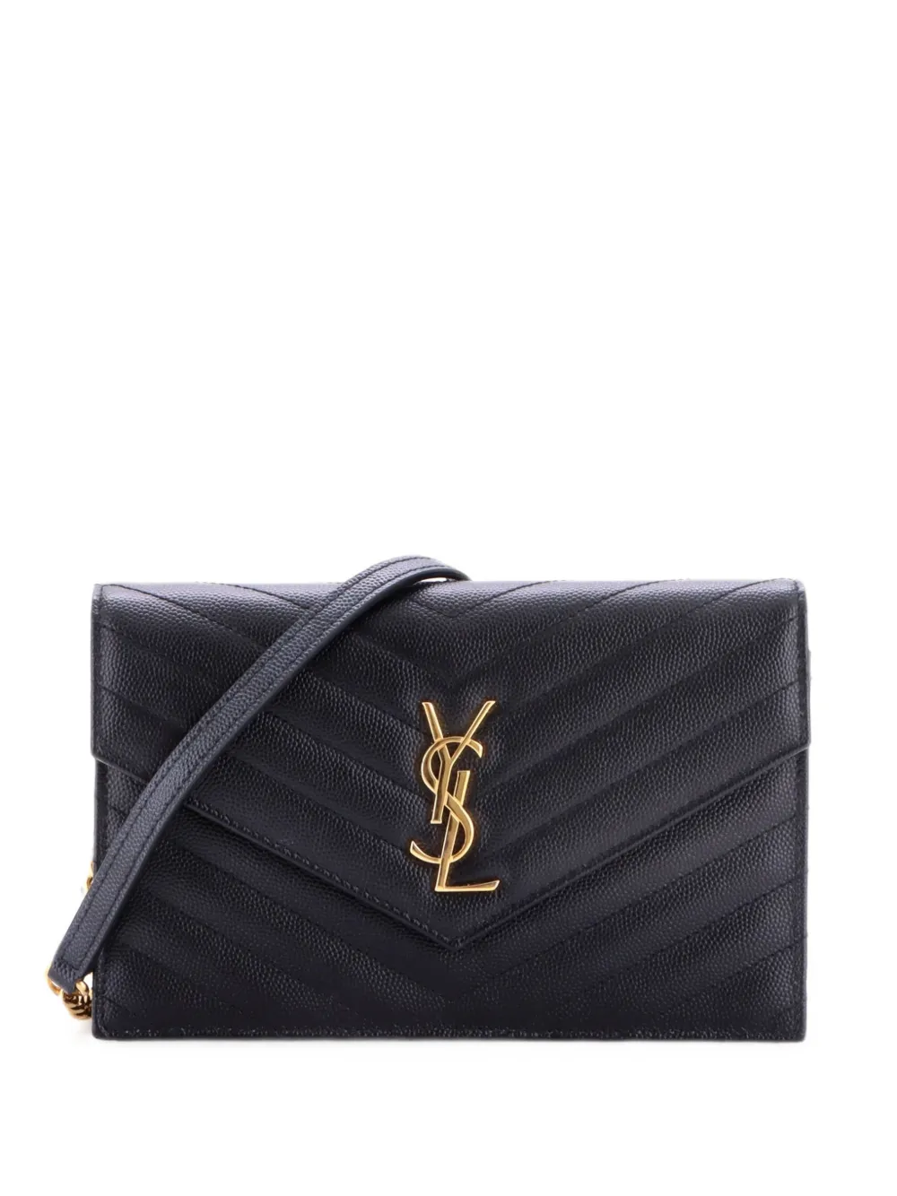 Saint Laurent Pre-Owned Classic Monogram Wallet on Chain Matelasse Chevron Leather Small crossbody bag - Schwarz
