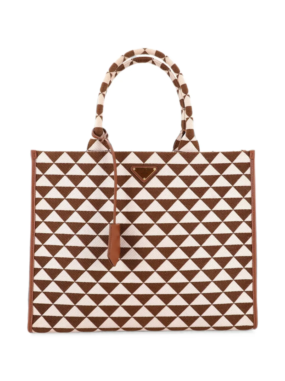 Prada Pre-Owned Symbole Shopper Jacquard Large tote bag - Marrone