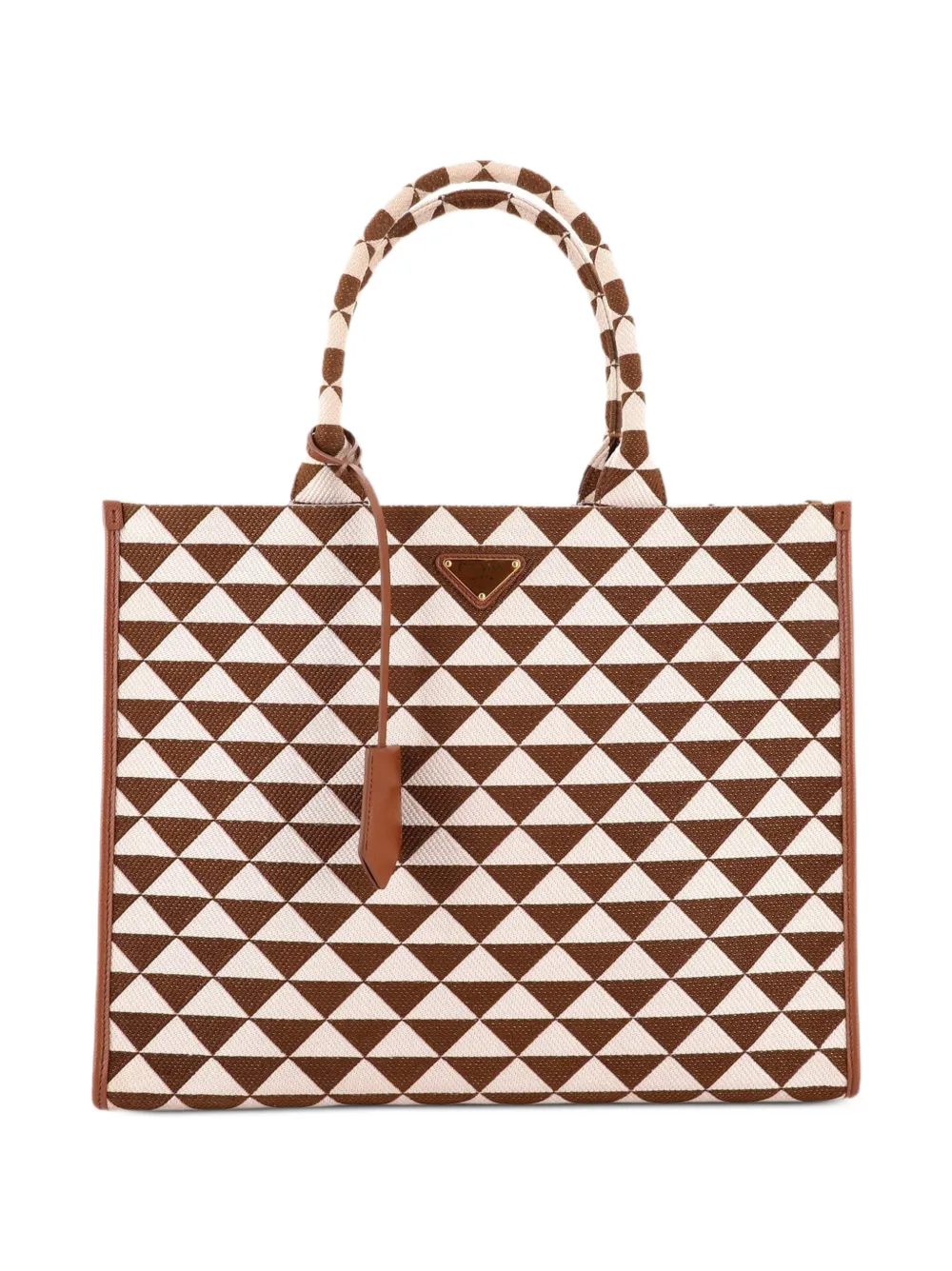 Prada Pre-Owned Symbole Shopper Jacquard Large tote bag - Marrone