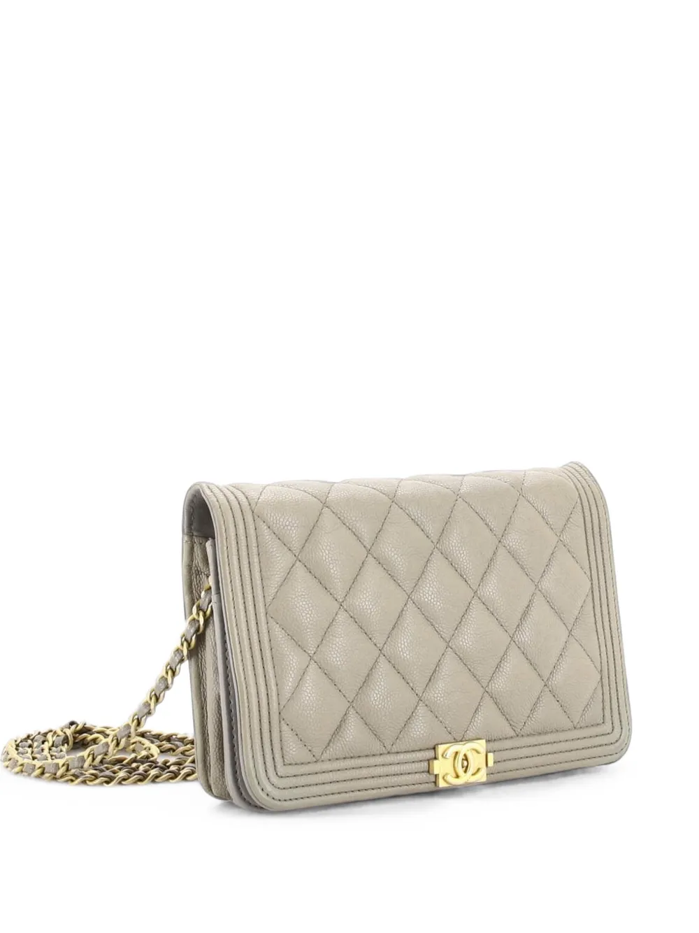 CHANEL Pre-Owned Boy Wallet on Chain Quilted Caviar crossbody bag - Grigio