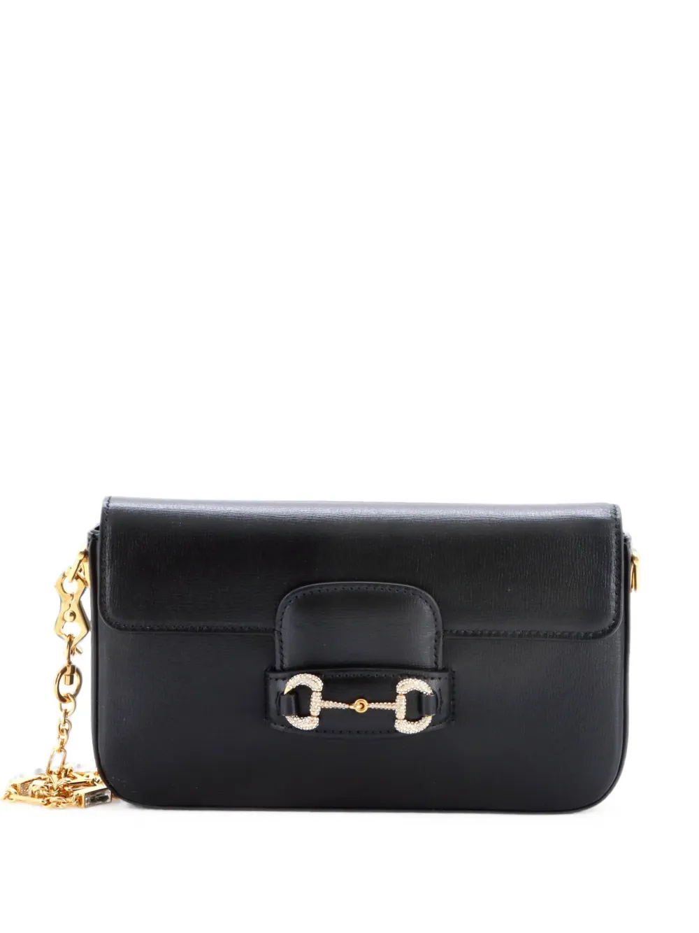 Gucci Pre-Owned Borsa a spalla Horsebit 1955 mini in pelle con cristalli - Nero