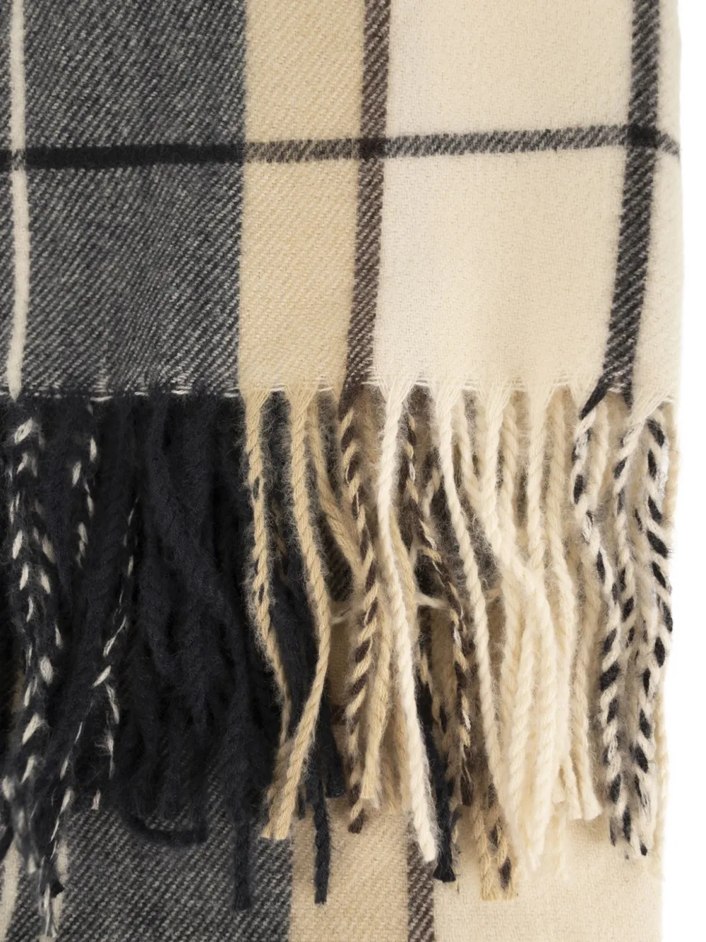 Barbour Hailes sjaal met tartan ruit en franje Beige