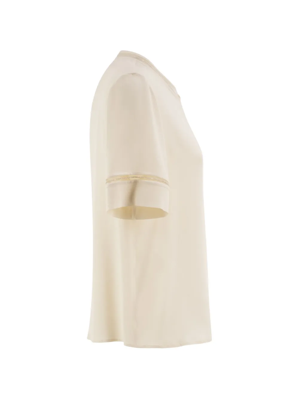 Fabiana Filippi embroidered-trim short-sleeve blouse Beige
