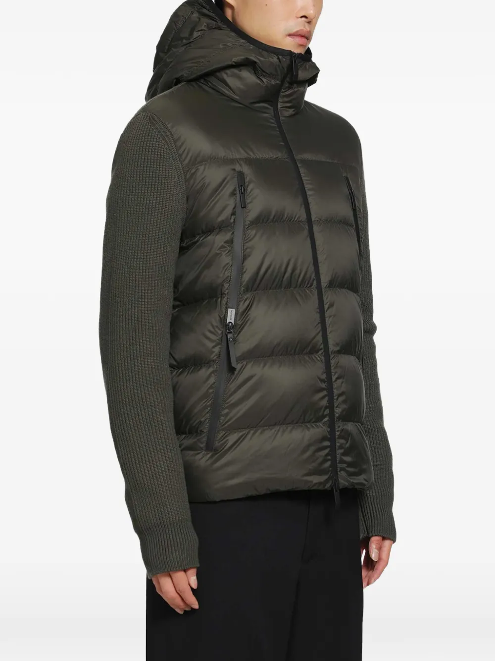 Moncler padded panelled hooded jacket Groen