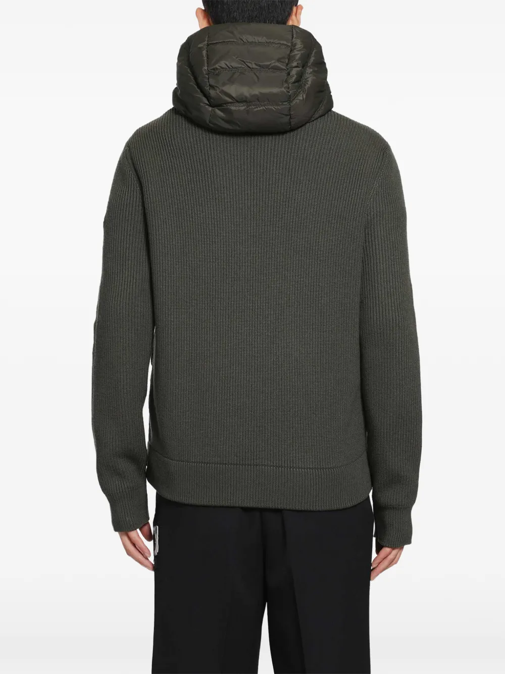 Moncler padded panelled hooded jacket Groen