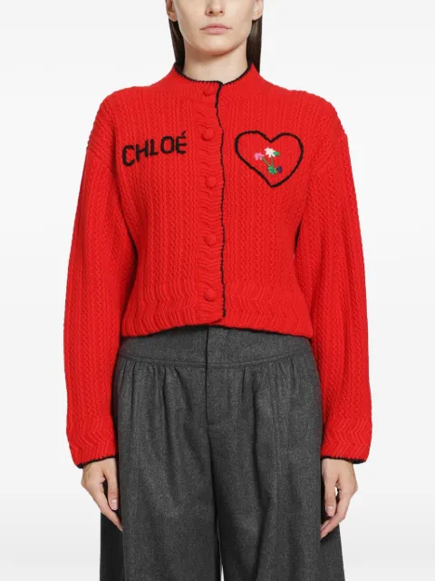 Chloé logo-embroidered heart-motif cardigan
