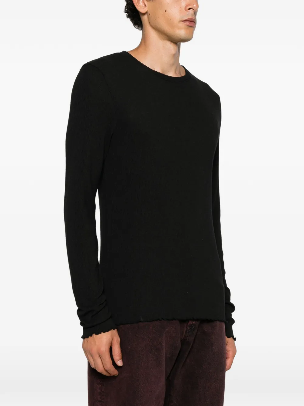 OUR LEGACY raw-edge ribbed T-shirt Zwart