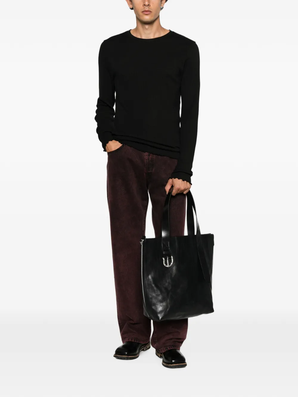 OUR LEGACY raw-edge ribbed T-shirt Zwart
