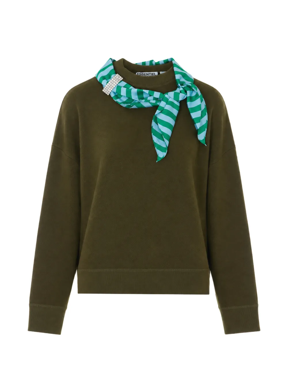 Essentiel Antwerp crystal-embellished scarf-detail sweater