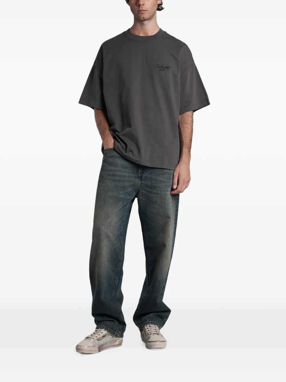 Carhartt WIP T-shirt met geborduurd logo Grijs