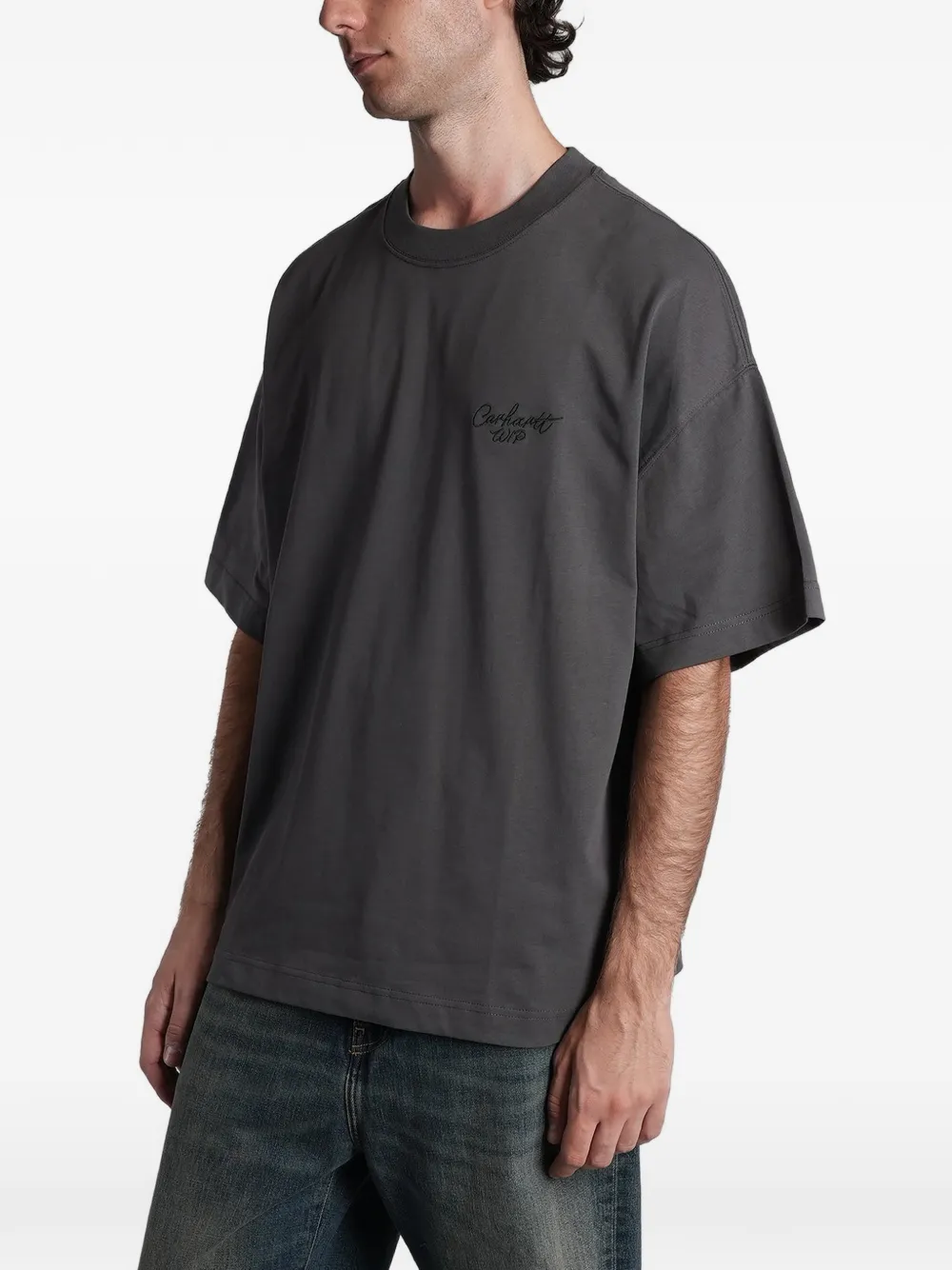Carhartt WIP T-shirt met geborduurd logo Grijs