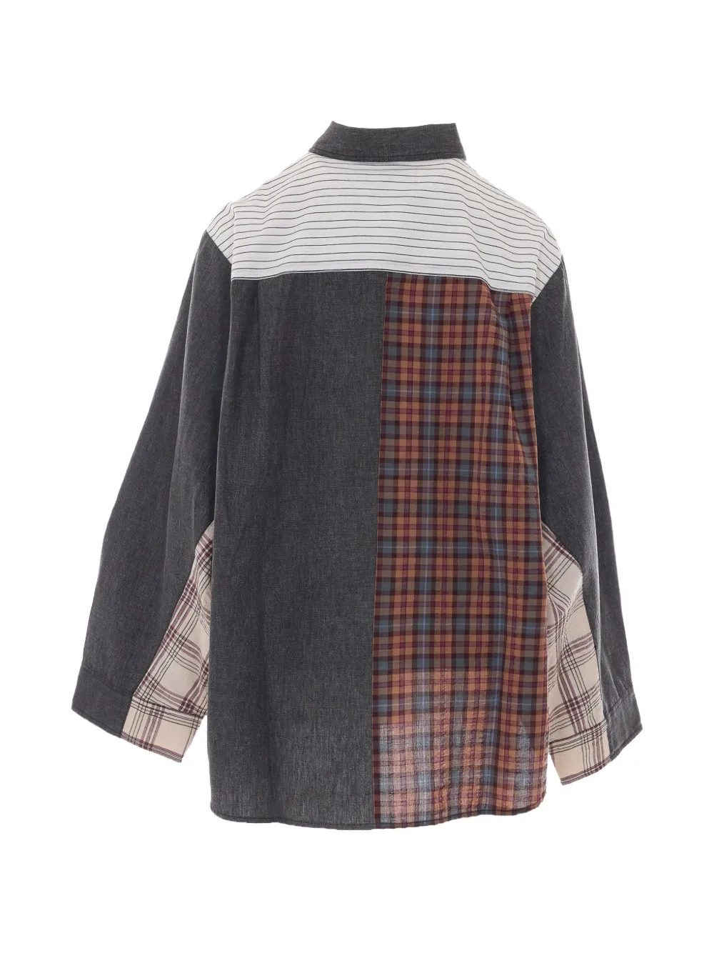 Essentiel Antwerp Blouse met patchwork en ruitprint Grijs
