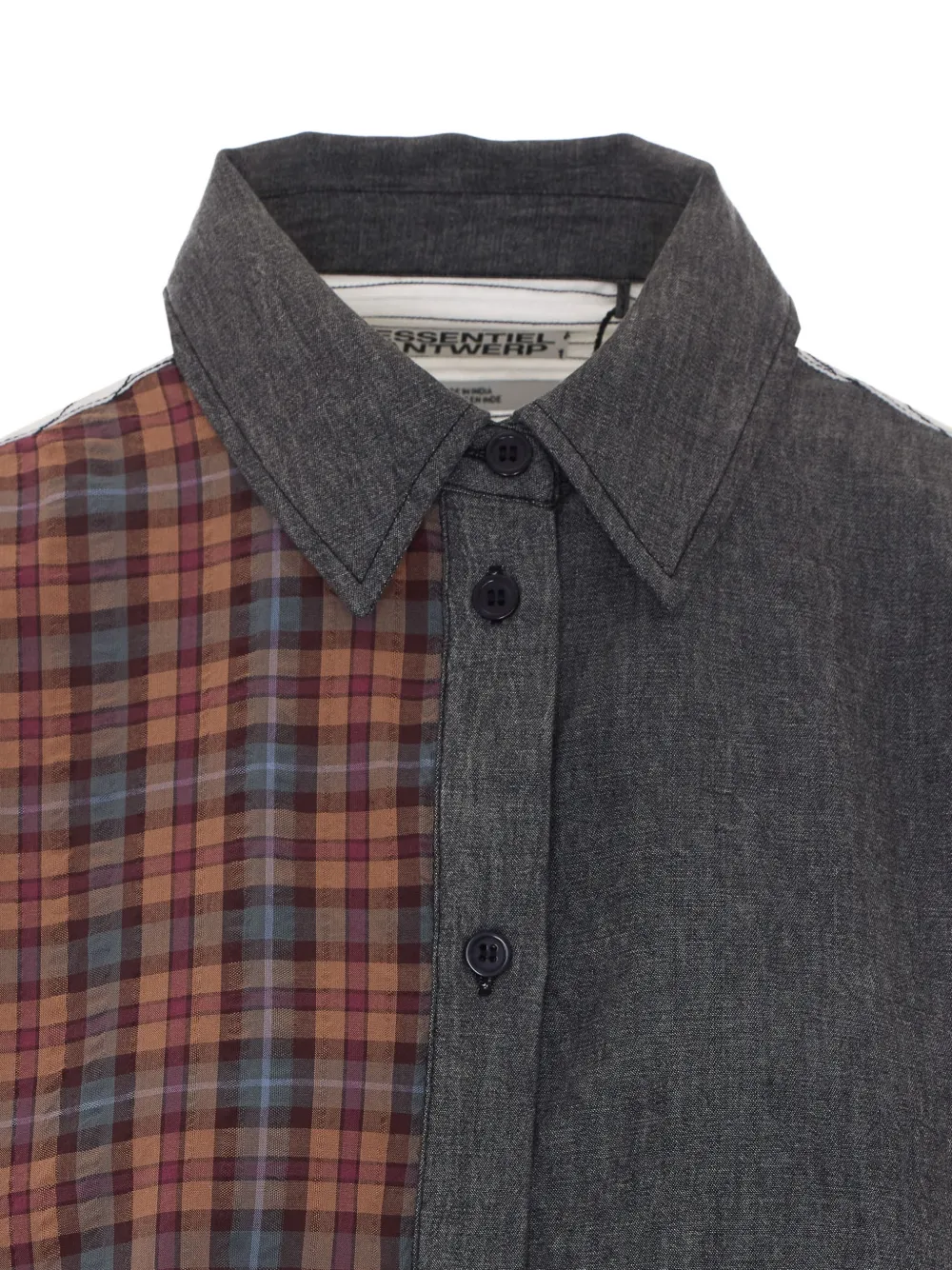 Essentiel Antwerp Blouse met patchwork en ruitprint Grijs