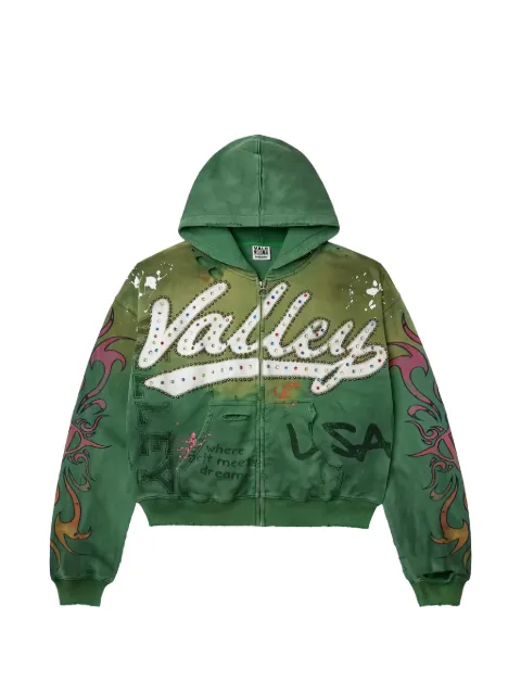 Vale graphic-print distressed hoodie