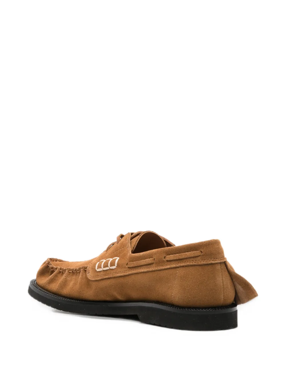 JW Anderson loafer ruffle suede boat shoes in caramel - Marrone