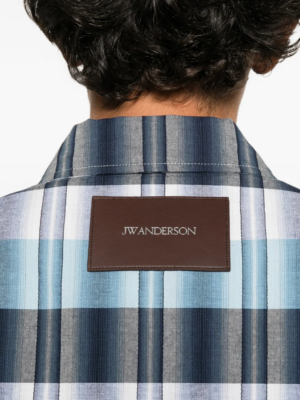 JW Anderson check-pattern front-zip jacket Blauw