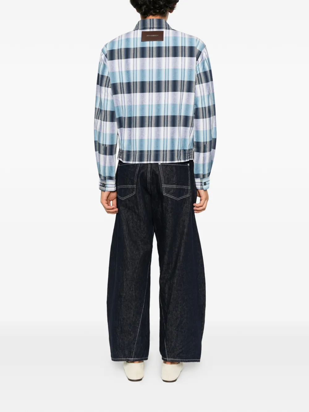 JW Anderson check-pattern front-zip jacket Blauw