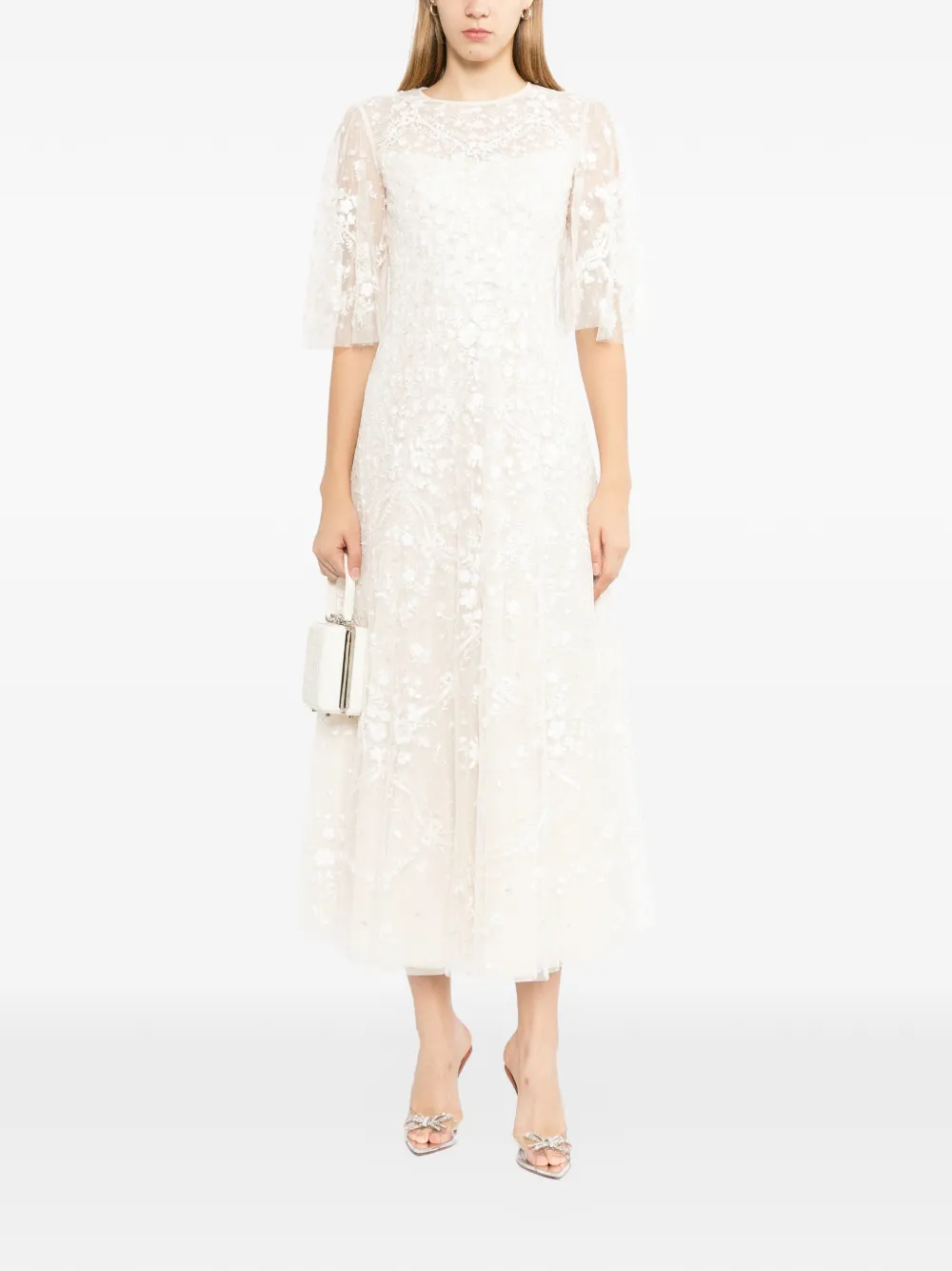 Needle & Thread Laurel Grace enkellange jurk Beige
