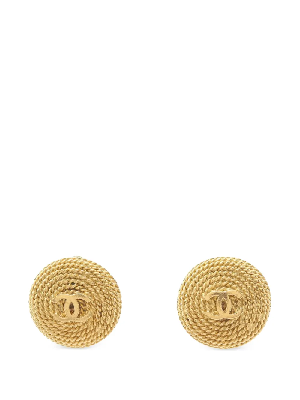 CHANEL Pre-Owned 1995 Coco Mark rope-detail earrings - Oro