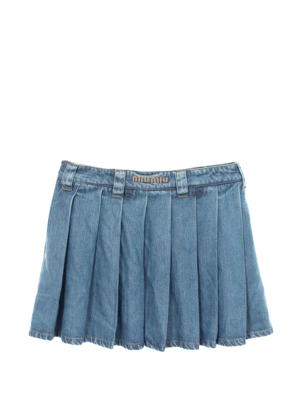 Miu Miu Pre-Owned 2010s pleated denim mini skirt - Blu