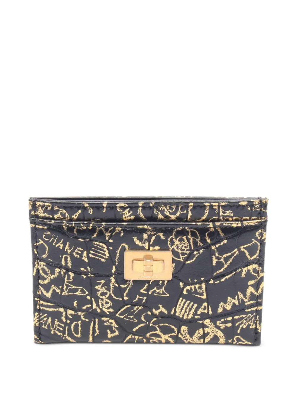 CHANEL Pre-Owned 2019 2.55 graffiti-pattern card case - Nero