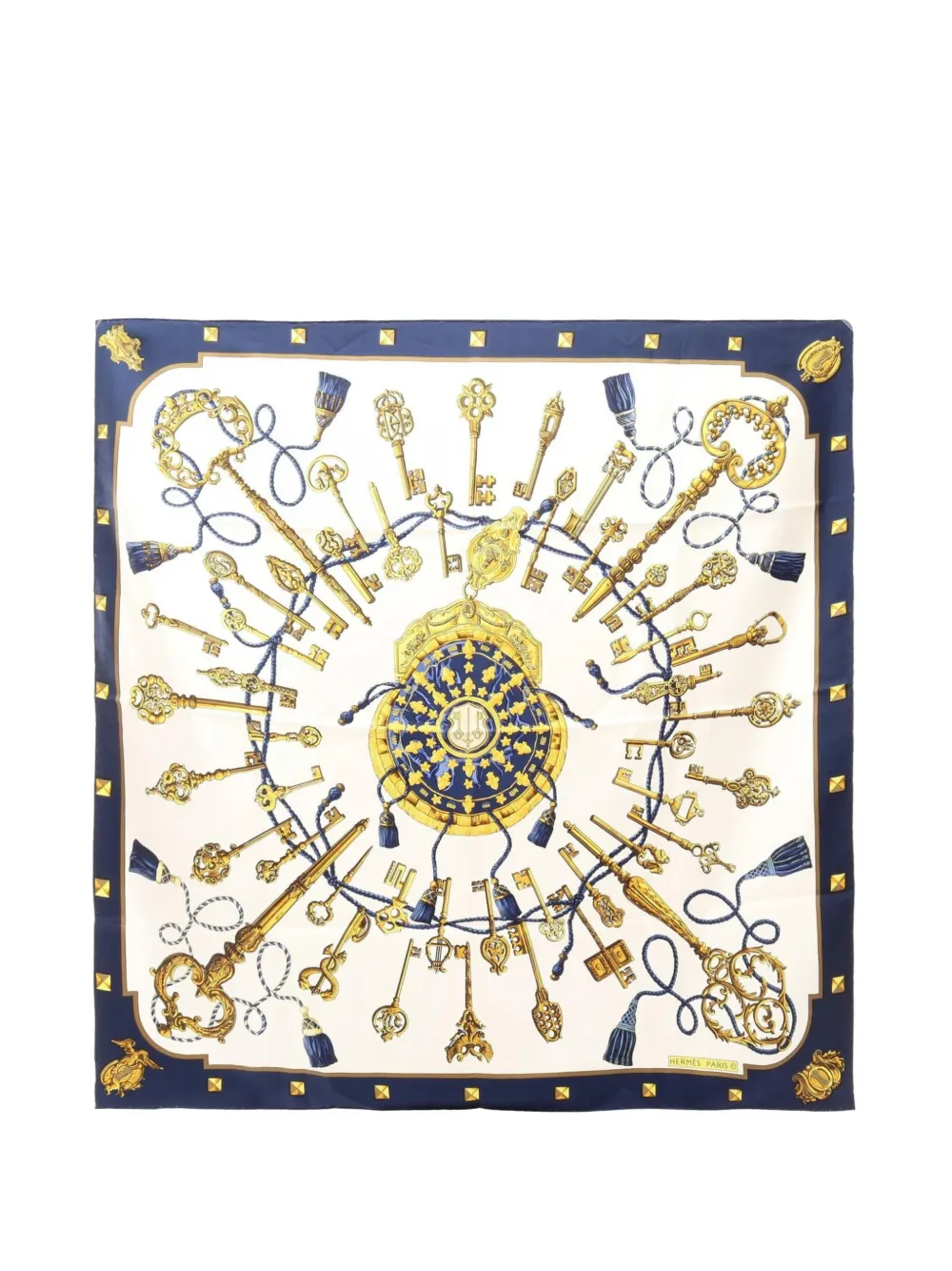 Hermès Pre-Owned 2010s 90 Carré Les Cles scarf - Bianco