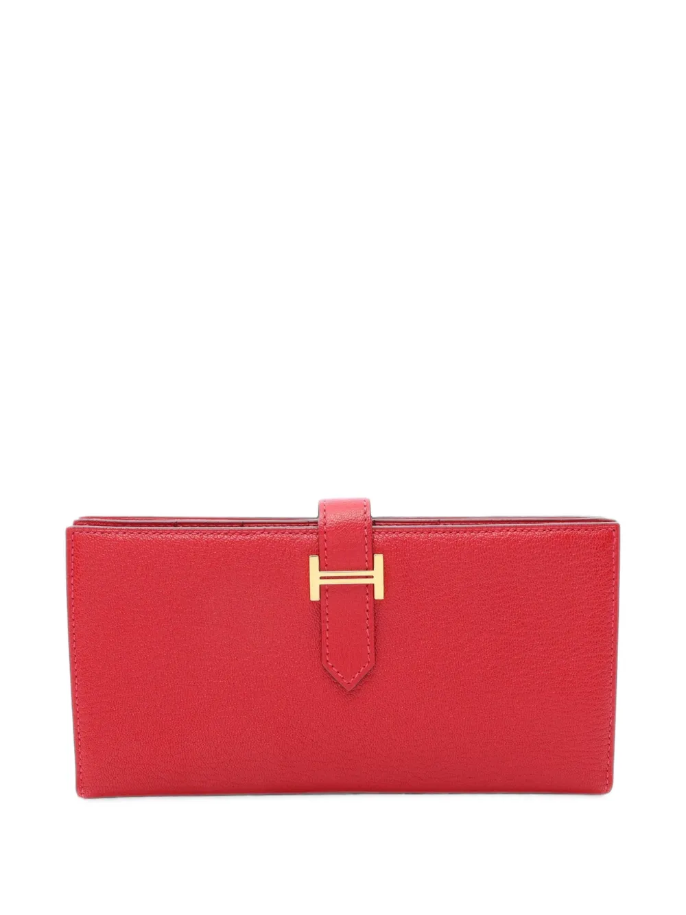 Pre-owned Hermes 2014 Bearn Souffle Bi-fold Wallet In Red