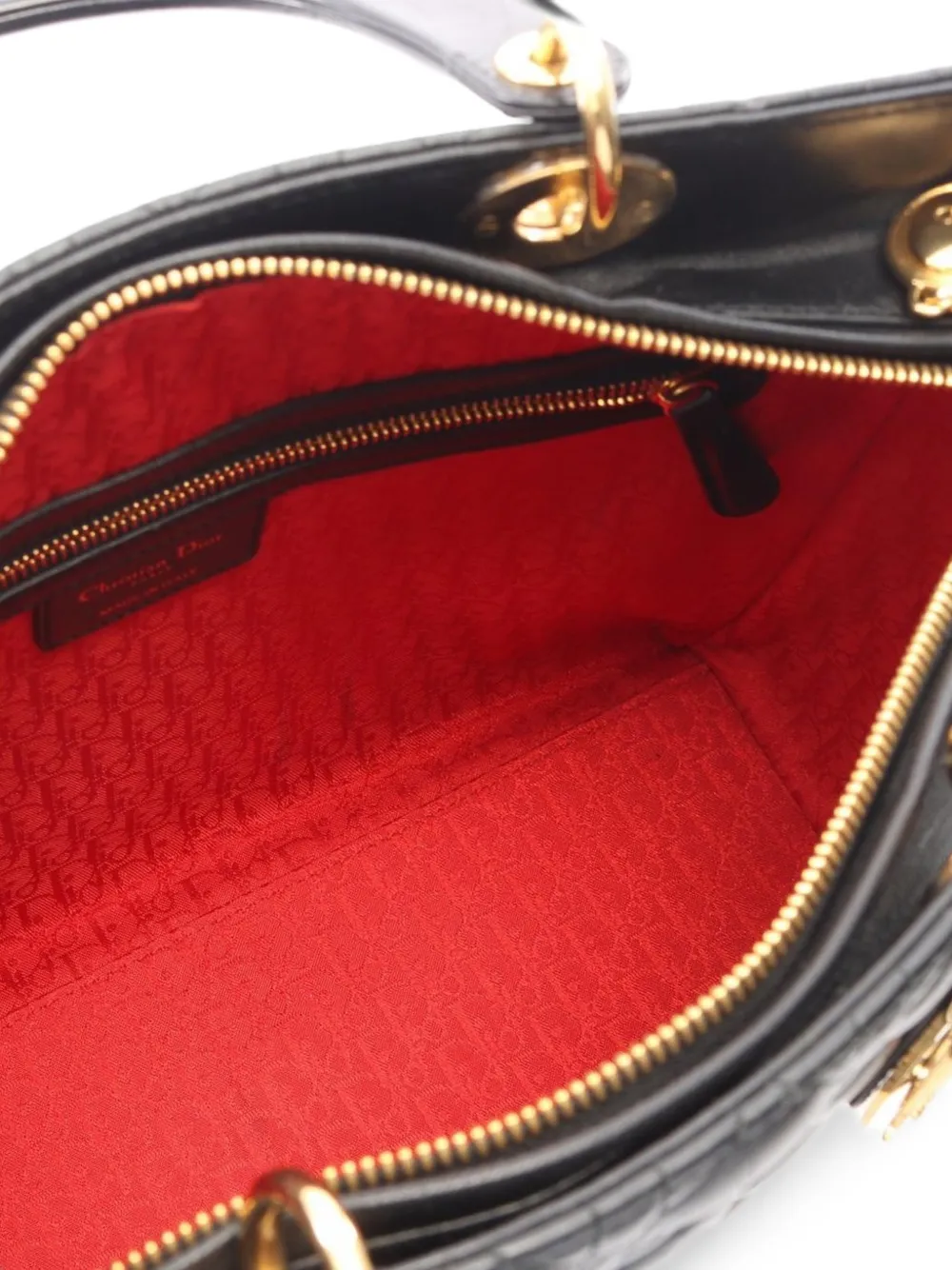 Christian Dior Pre-Owned 2000s Lady Dior canage leren shopper Zwart