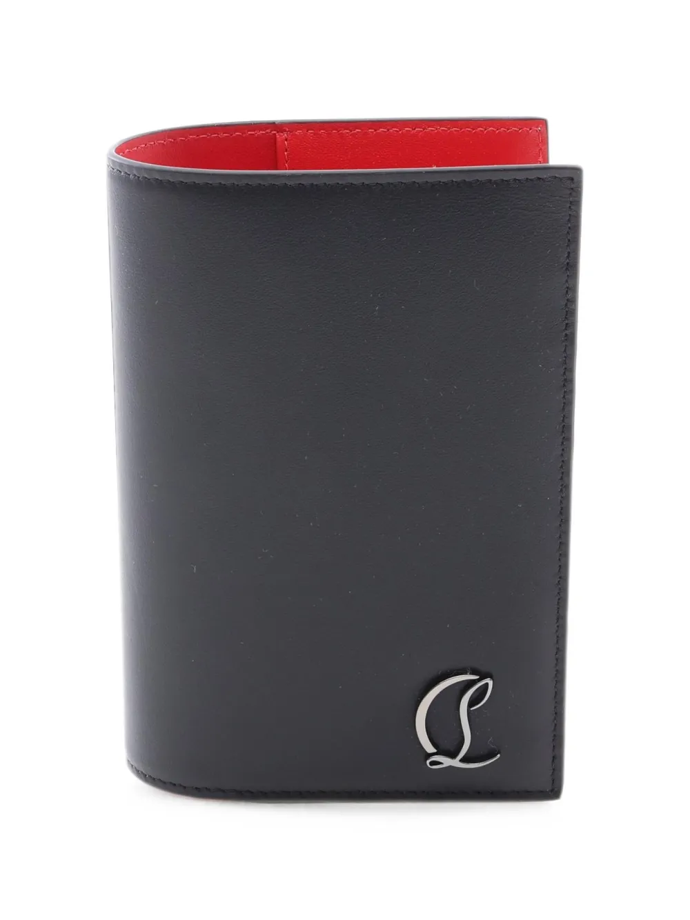 Pre-owned Christian Louboutin Mooncrest Logo-plaque Leather Passaport Holder In Black